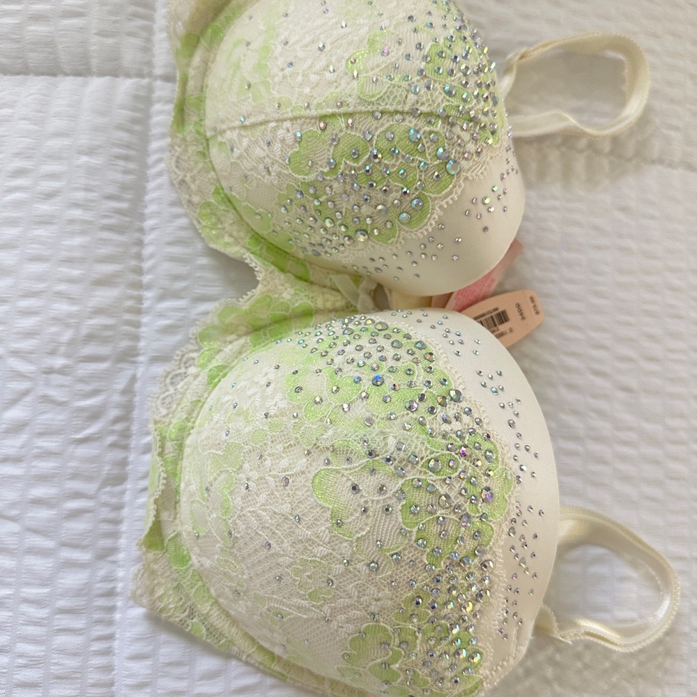 Embellished Lace Bra with Crystal Accents